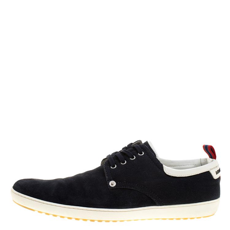 Pre Owned Louis Vuitton Blue Suede and Fabric Sneakers Size 43.5