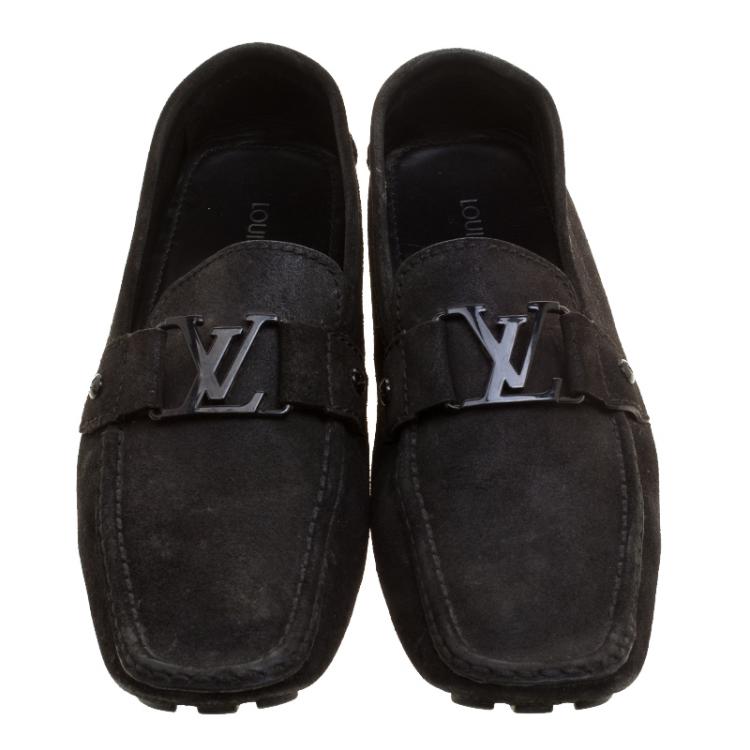 Pre Owned Louis Vuitton Black Suede Monte Carlo Loafers Size 43