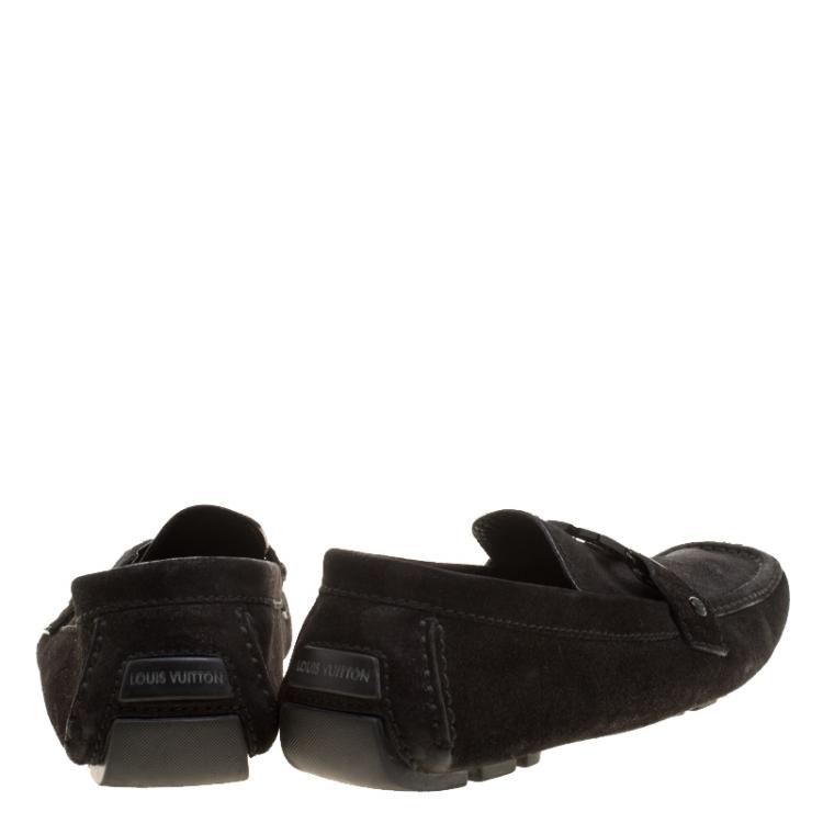 Pre Owned Louis Vuitton Black Suede Monte Carlo Loafers Size 43