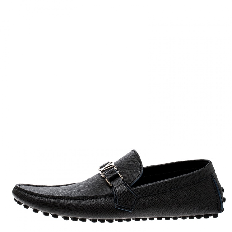 Pre Owned Louis Vuitton Black Leather Hockenheim Loafers Size 43