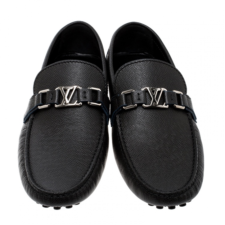 Pre Owned Louis Vuitton Black Leather Hockenheim Loafers Size 43