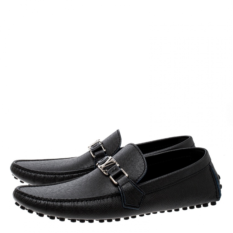 Pre Owned Louis Vuitton Black Leather Hockenheim Loafers Size 43