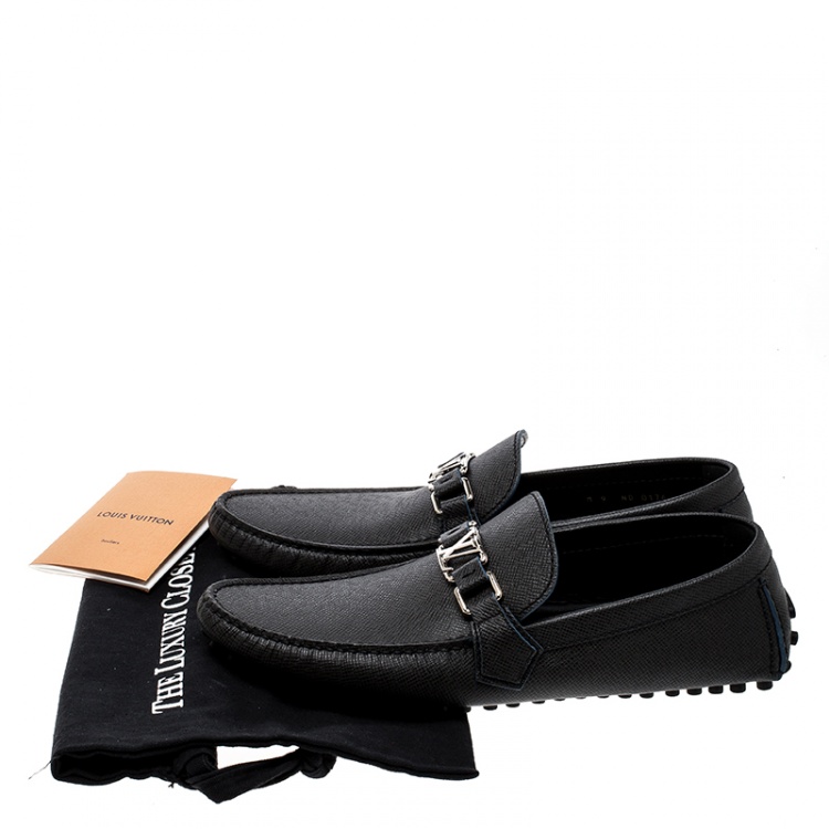 Pre Owned Louis Vuitton Black Leather Hockenheim Loafers Size 43