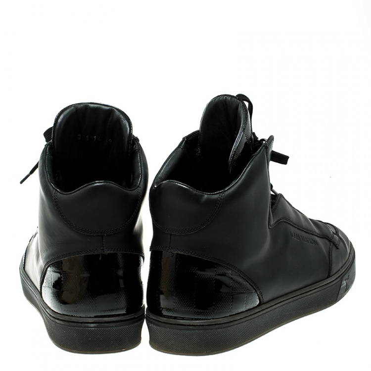 Pre Owned Louis Vuitton Black Leather Speaker High Top Sneakers Size 43