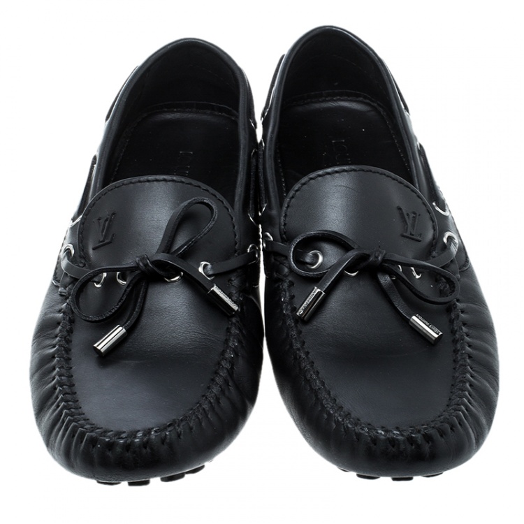 Pre Owned Louis Vuitton Black Leather Arizona Loafers Size 42