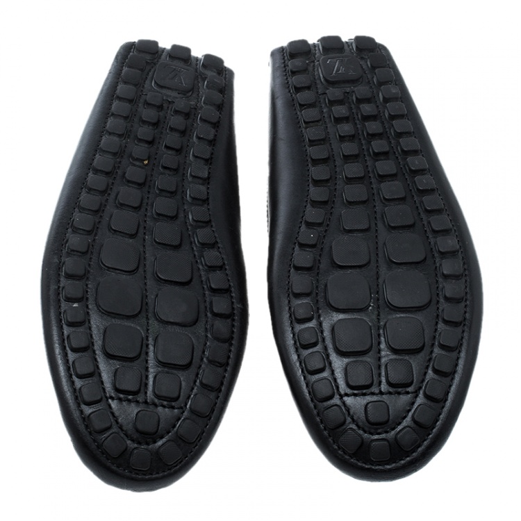 Pre Owned Louis Vuitton Black Leather Arizona Loafers Size 42