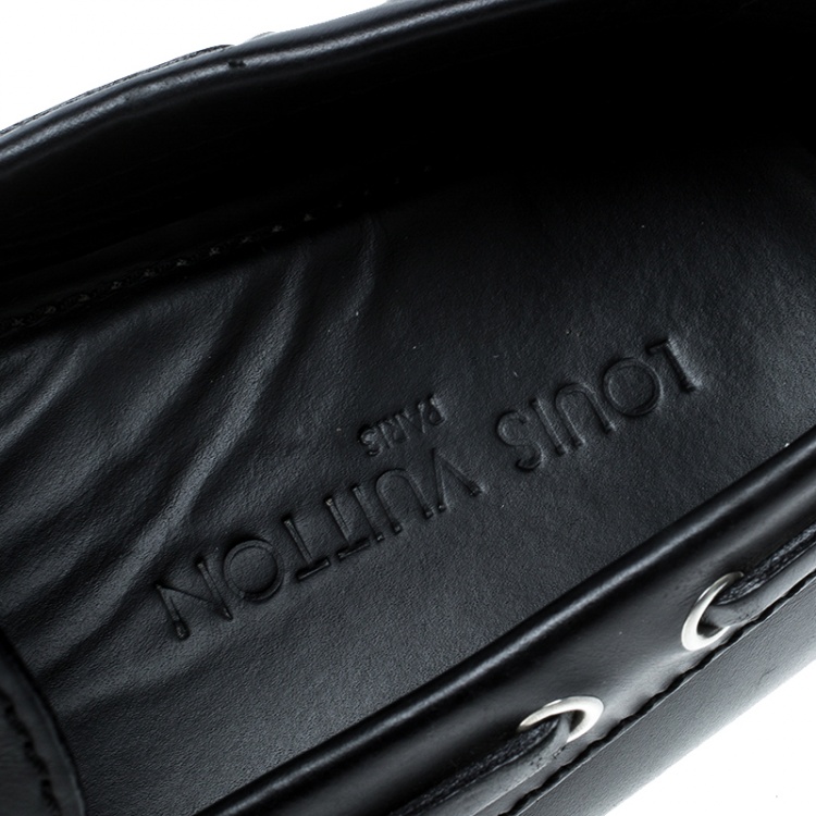 Pre Owned Louis Vuitton Black Leather Arizona Loafers Size 42