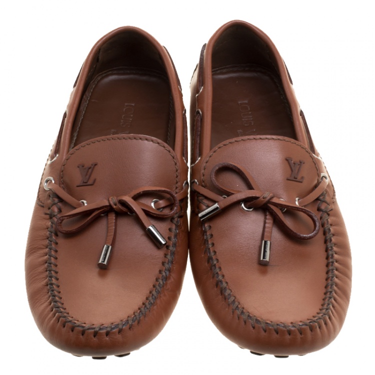 Pre Owned Louis Vuitton Brown Leather Arizona Loafers Size 42