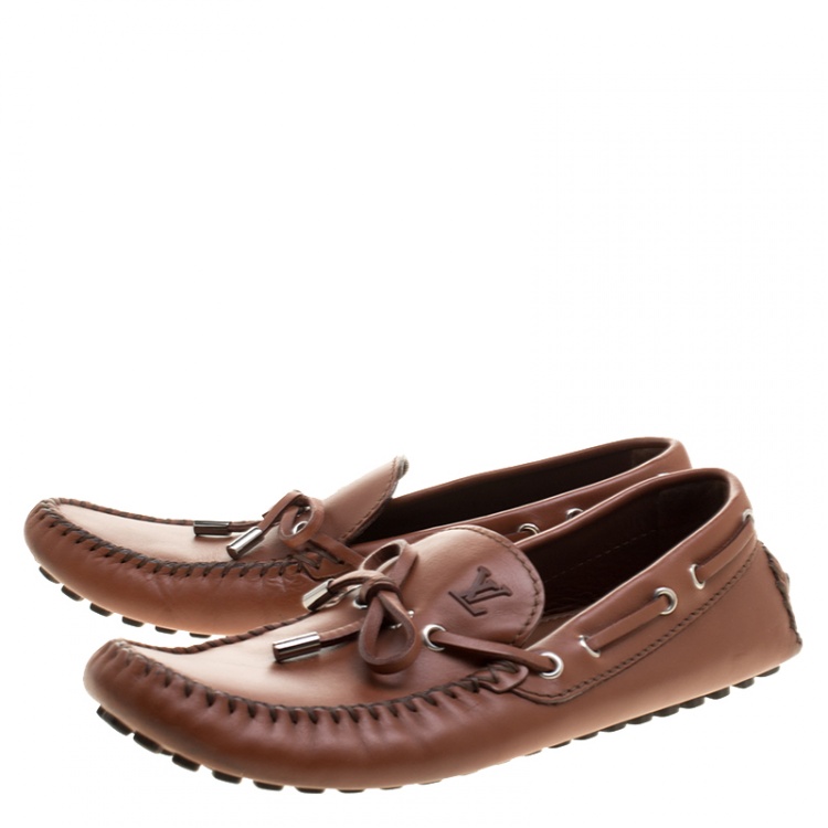 Pre Owned Louis Vuitton Brown Leather Arizona Loafers Size 42