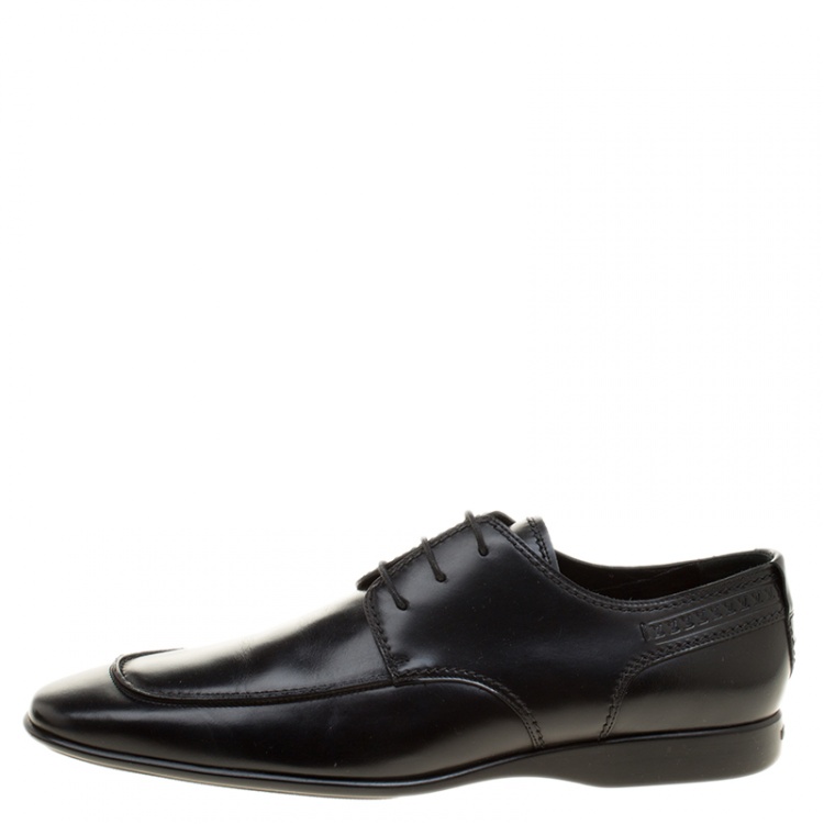 Pre Owned Louis Vuitton Black Leather Lace Up Derby Size 43.5