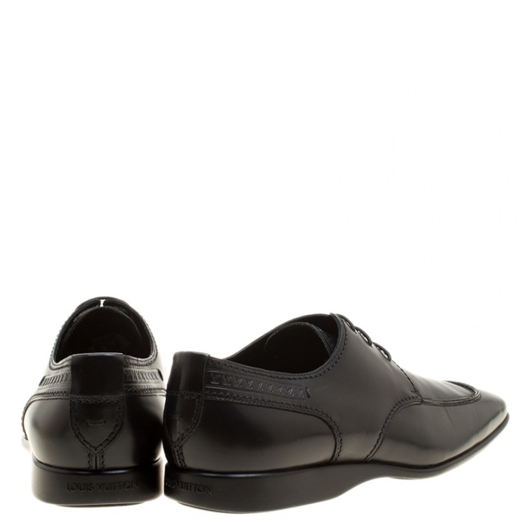 Pre Owned Louis Vuitton Black Leather Lace Up Derby Size 43.5