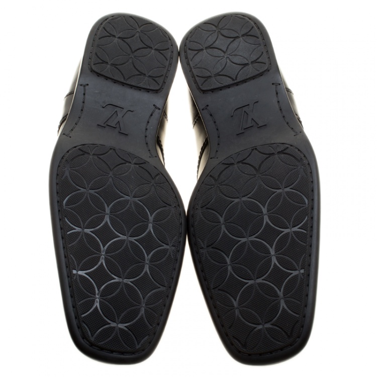 Pre Owned Louis Vuitton Black Leather Lace Up Derby Size 43.5