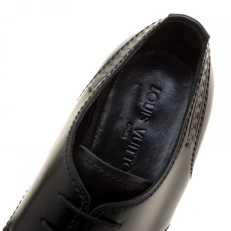 Pre Owned Louis Vuitton Black Leather Lace Up Derby Size 43.5