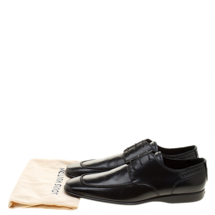 Pre Owned Louis Vuitton Black Leather Lace Up Derby Size 43.5