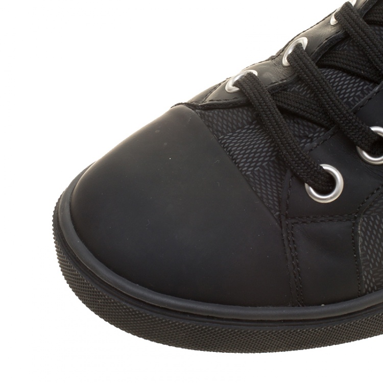 Pre Owned Louis Vuitton Damier Graphite Fabric and Suede Trim Zip Up High Top Sneakers Size 41