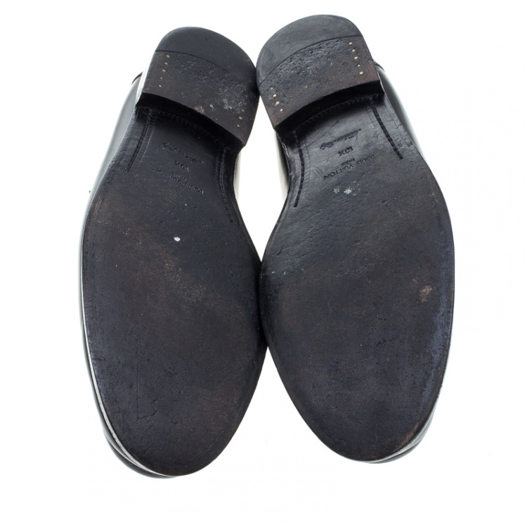 Pre Owned Louis Vuitton Black Leather Major Loafers Size 44.5