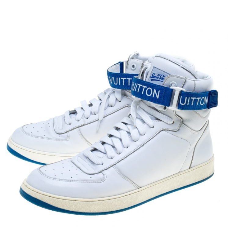 Pre Owned Louis Vuitton White Leather High Top Sneakers Size 44