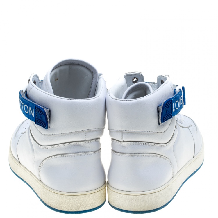 Pre Owned Louis Vuitton White Leather High Top Sneakers Size 44