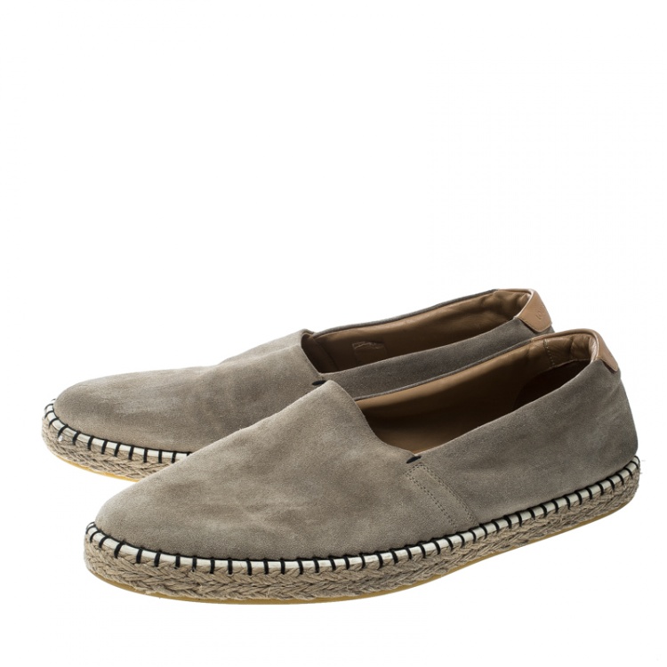 Pre Owned Louis Vuitton Beige Suede Slip On Espadrilles Size 44.5