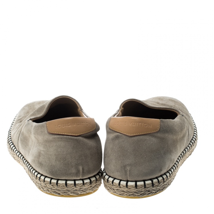 Pre Owned Louis Vuitton Beige Suede Slip On Espadrilles Size 44.5