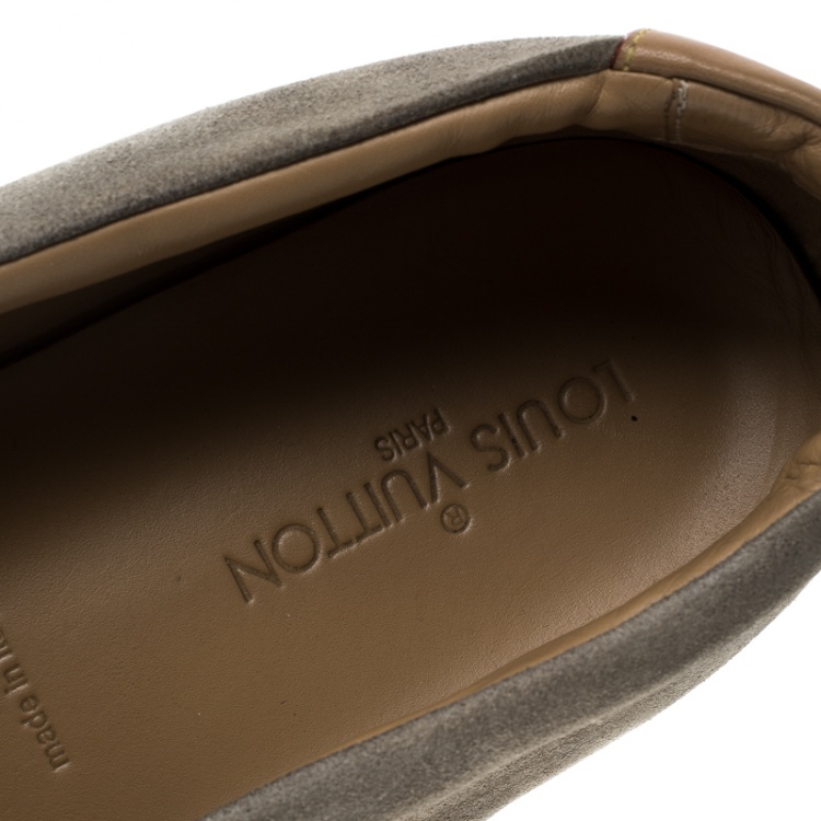Pre Owned Louis Vuitton Beige Suede Slip On Espadrilles Size 44.5