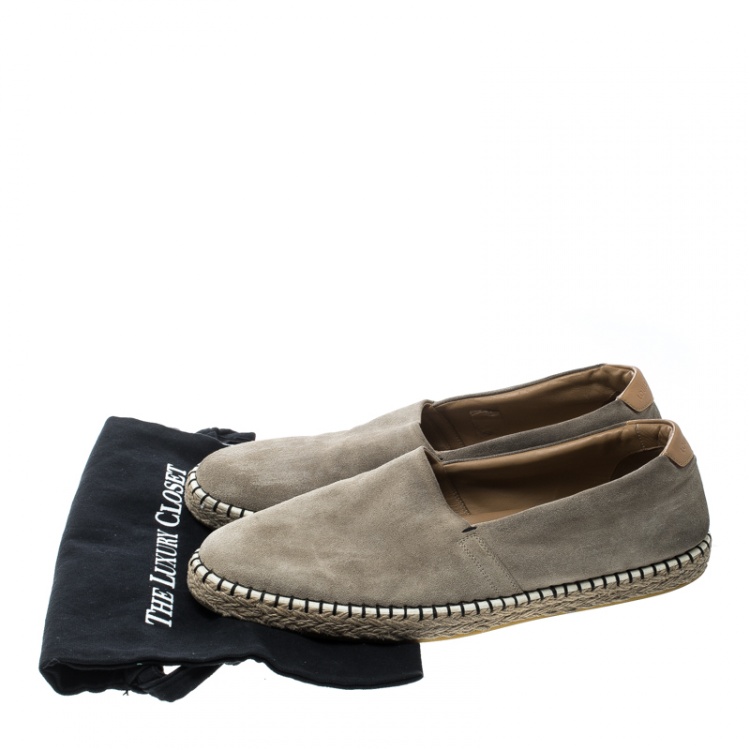 Pre Owned Louis Vuitton Beige Suede Slip On Espadrilles Size 44.5