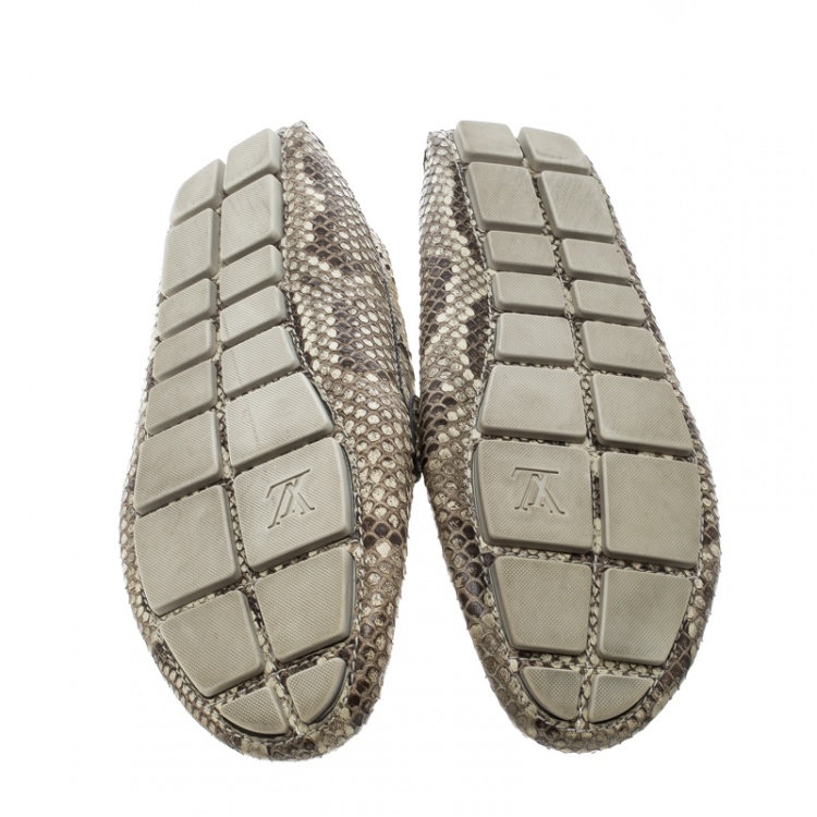 Pre Owned Louis Vuitton Beige/Brown Python Penny Loafers Size 43.5