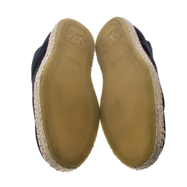 Pre Owned Louis Vuitton Black Suede Slip On Espadrilles Size 45