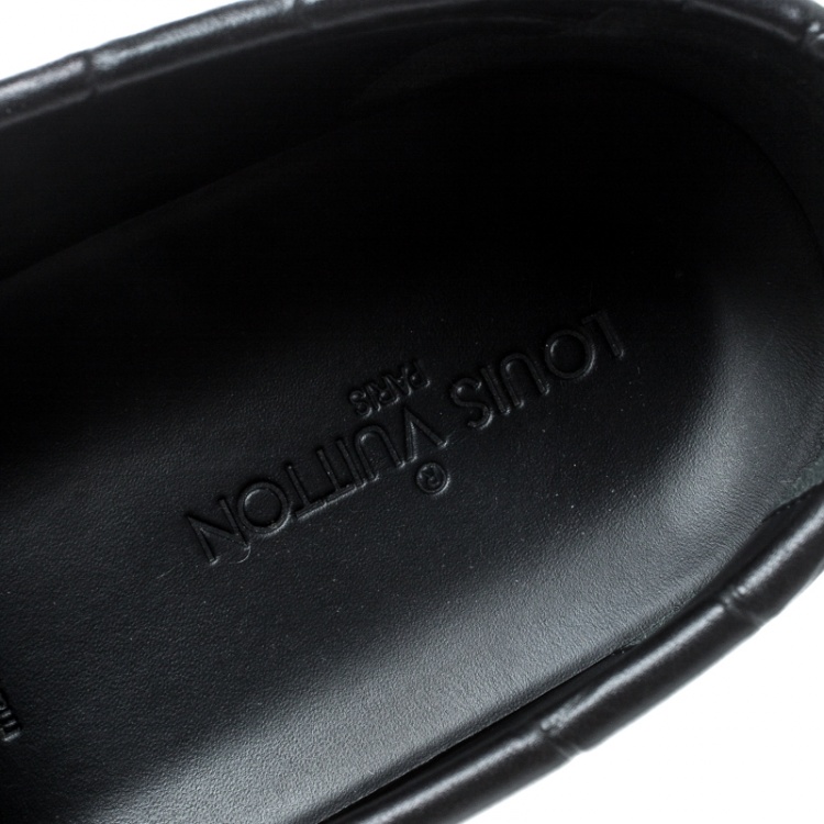 Pre Owned Louis Vuitton Black Croc Embossed Leather Loafers Size 45 