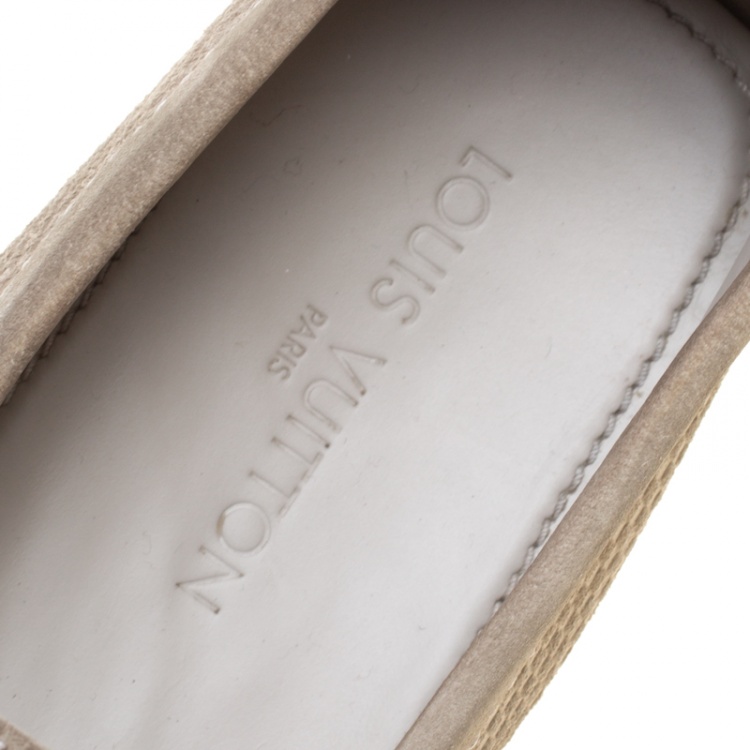 Pre Owned Louis Vuitton Grey Suede Damier Ebene Check Monte Carlo Loafers Size 45
