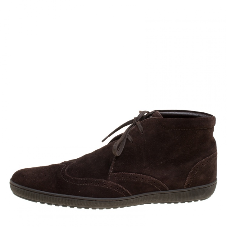 Pre Owned Louis Vuitton Brown Suede Sneaker Boots Size 43.5