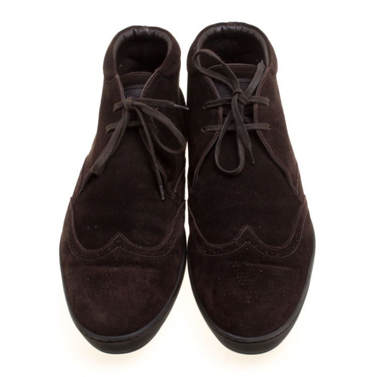 Pre Owned Louis Vuitton Brown Suede Sneaker Boots Size 43.5