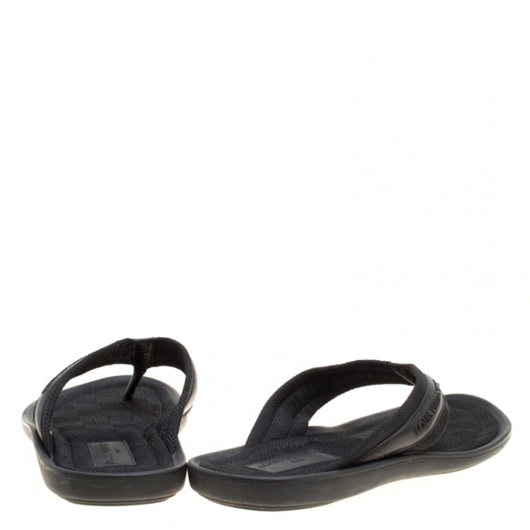 Pre Owned Louis Vuitton Black Damier Canvas and Leather Thong Sandals Size 43.5