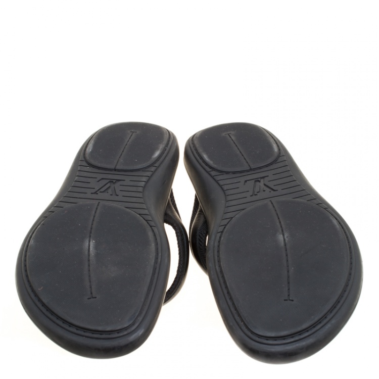 Pre Owned Louis Vuitton Black Damier Canvas and Leather Thong Sandals Size 43.5