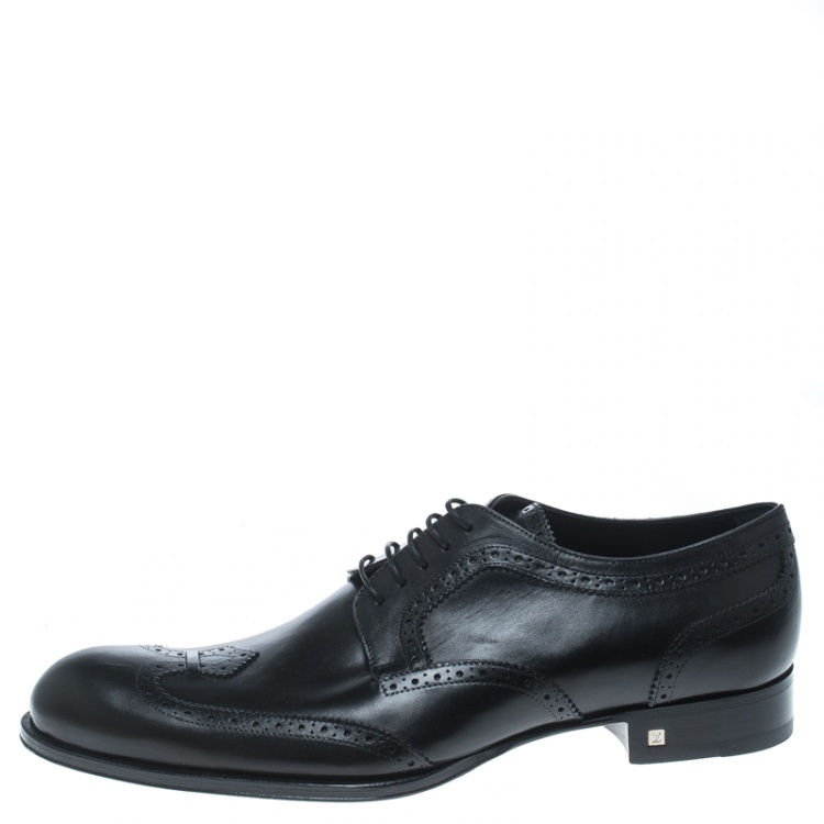Pre Owned Louis Vuitton Black Brogue Leather Derby Size 43.5
