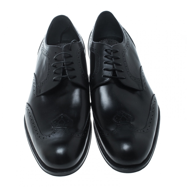 Pre Owned Louis Vuitton Black Brogue Leather Derby Size 43.5