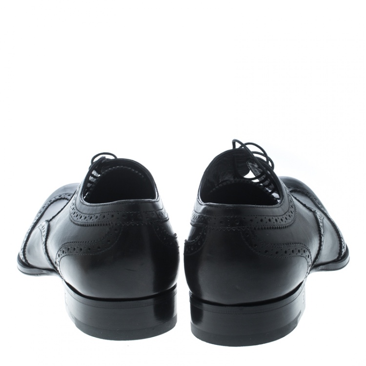 Pre Owned Louis Vuitton Black Brogue Leather Derby Size 43.5