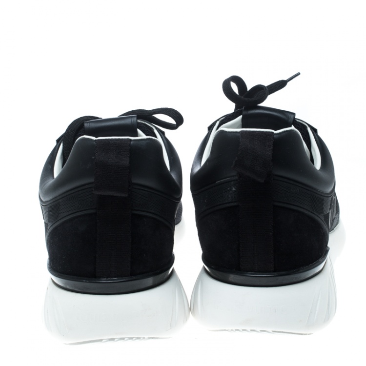 Pre Owned Louis Vuitton Black Mesh and Damier Embossed Rubber Fastlane Sneakers Size 44