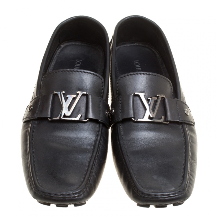 Pre Owned Louis Vuitton Black Leather Monte Carlo Loafers Size 44