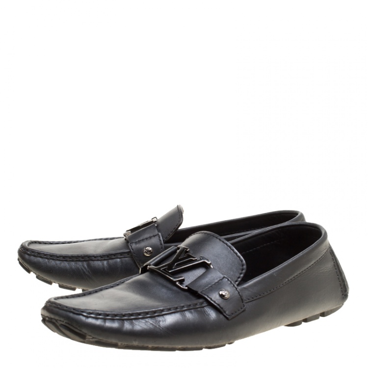 Pre Owned Louis Vuitton Black Leather Monte Carlo Loafers Size 44