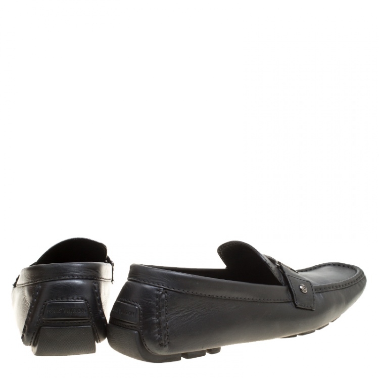 Pre Owned Louis Vuitton Black Leather Monte Carlo Loafers Size 44