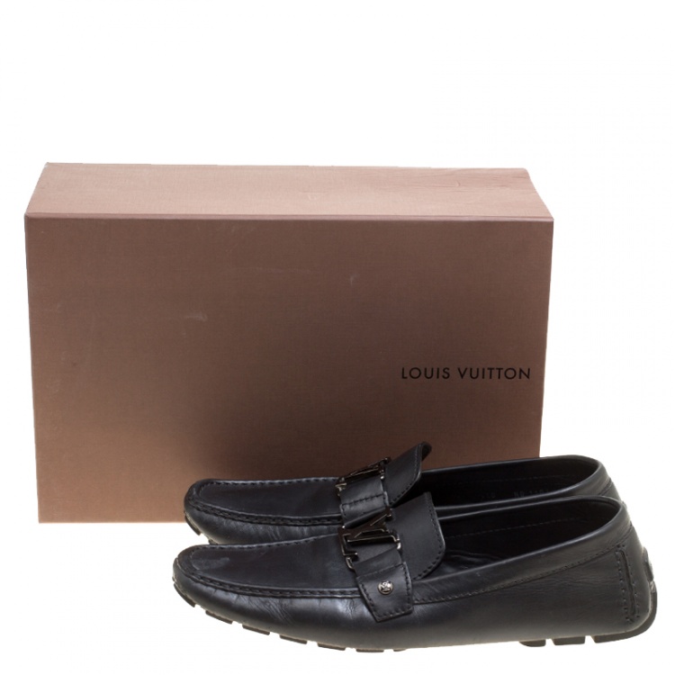 Pre Owned Louis Vuitton Black Leather Monte Carlo Loafers Size 44