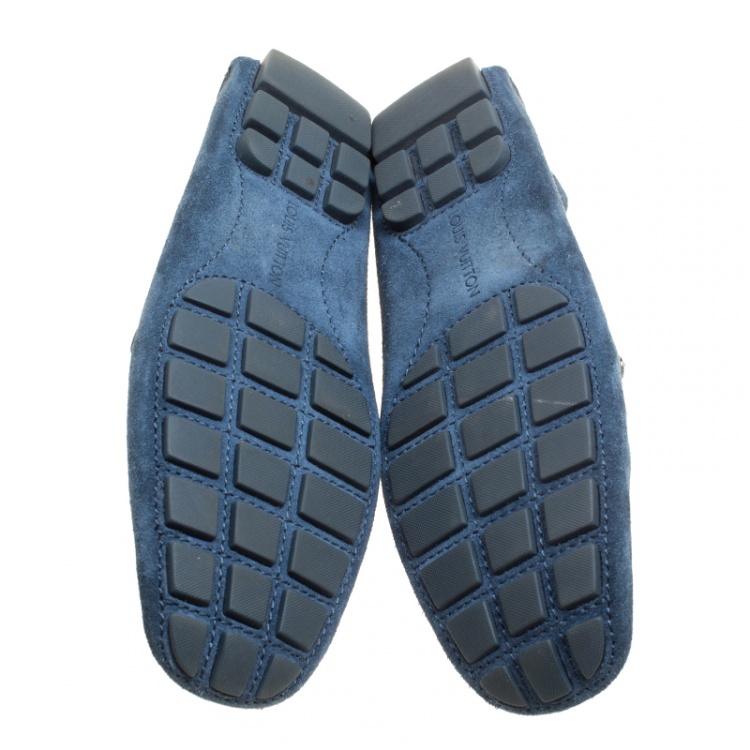 Pre Owned Louis Vuitton Blue Suede Monte Carlo Loafers Size 41
