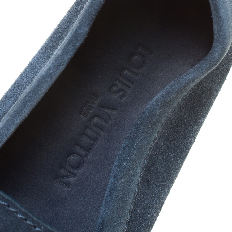 Pre Owned Louis Vuitton Blue Suede Monte Carlo Loafers Size 41