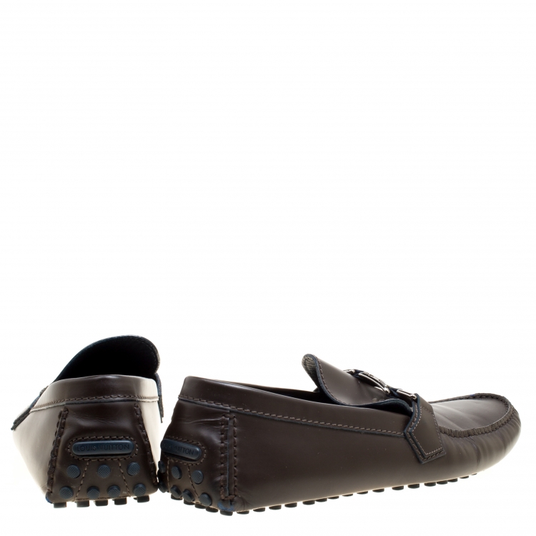 Pre Owned Louis Vuitton Brown Leather Hockenheim Loafers Size 43