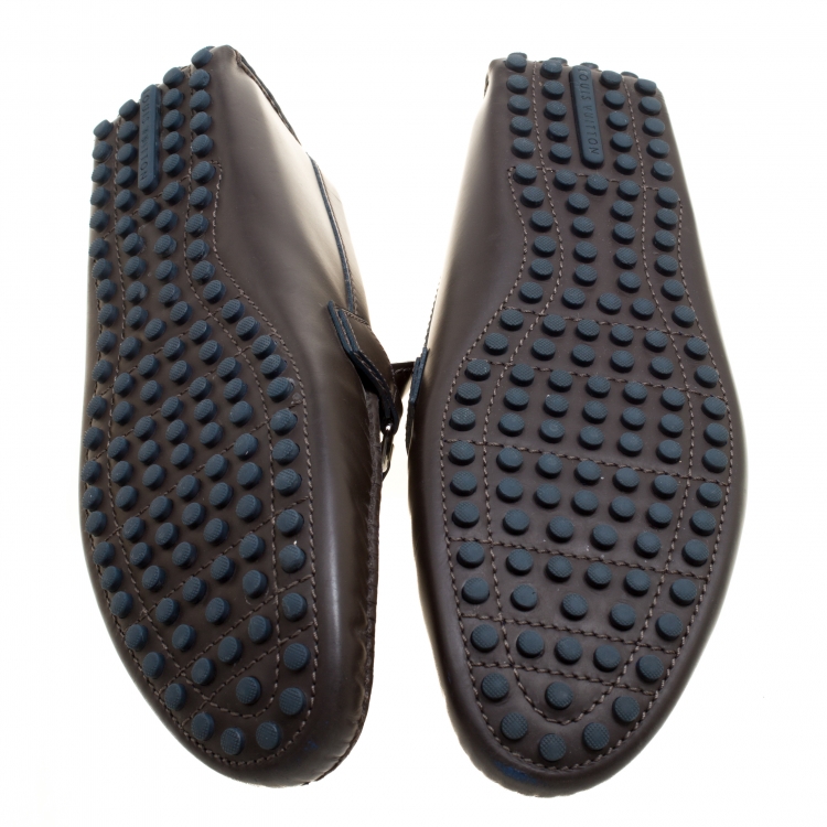 Pre Owned Louis Vuitton Brown Leather Hockenheim Loafers Size 43