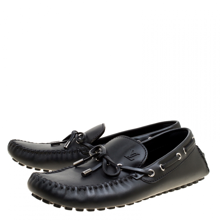 Pre Owned Louis Vuitton Black Leather Arizona Loafers Size 43