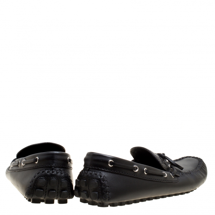 Pre Owned Louis Vuitton Black Leather Arizona Loafers Size 43