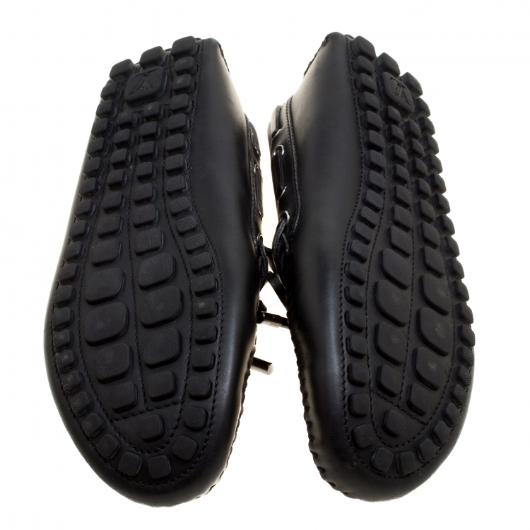 Pre Owned Louis Vuitton Black Leather Arizona Loafers Size 43