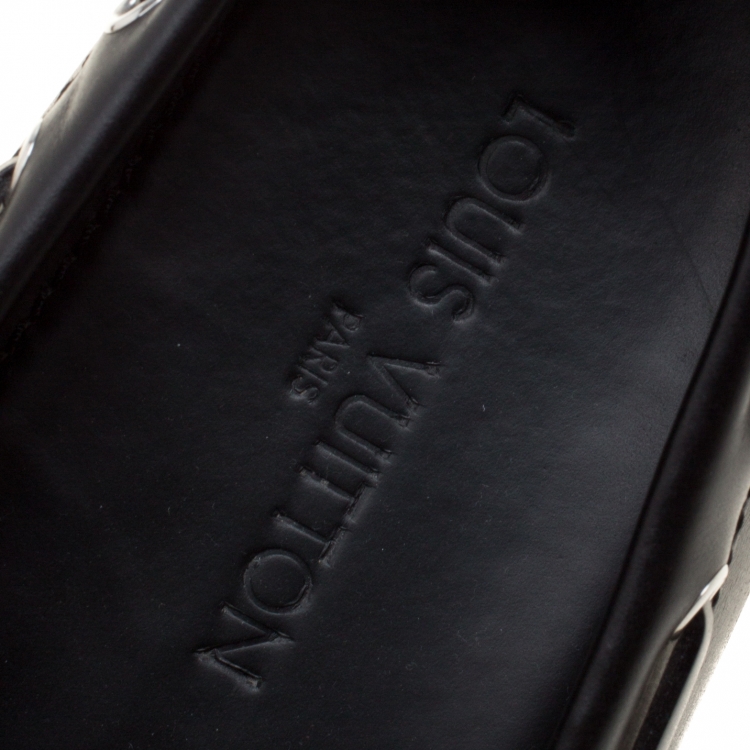 Pre Owned Louis Vuitton Black Leather Arizona Loafers Size 43